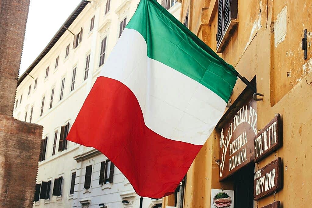 Italy flag on wall